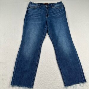 Judy Blue Boyfriend Fit Jeans Womens 13/31 Straight Mid Rise Raw Hem Denim Blue